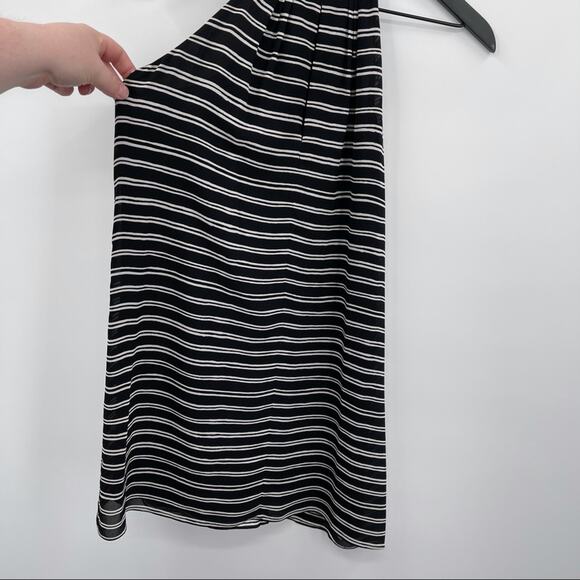 A.L.C 100% Silk Black Stripe Halter Dress - Picture 4 of 7